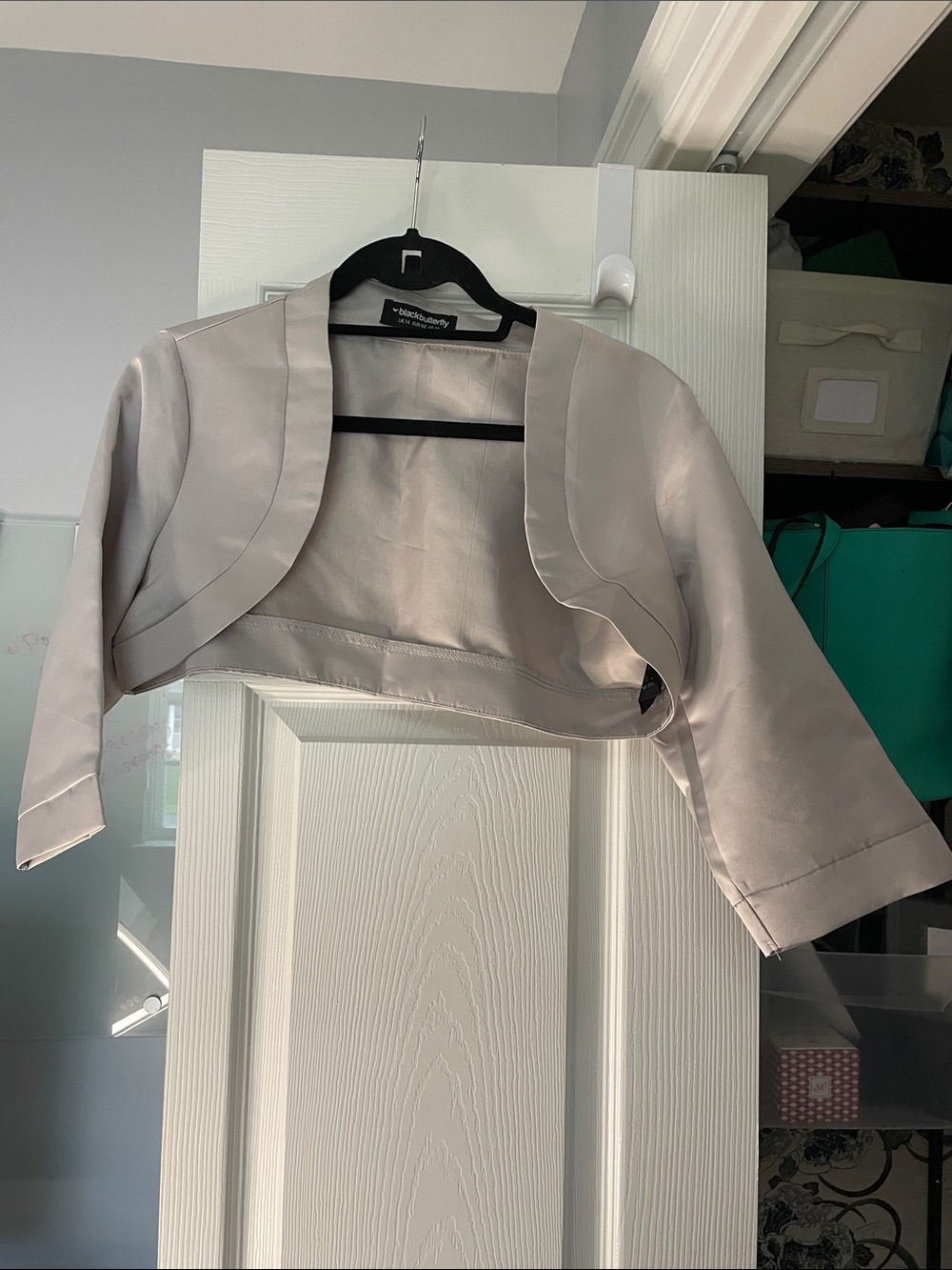 Light Silver Satin Cropped Bolero